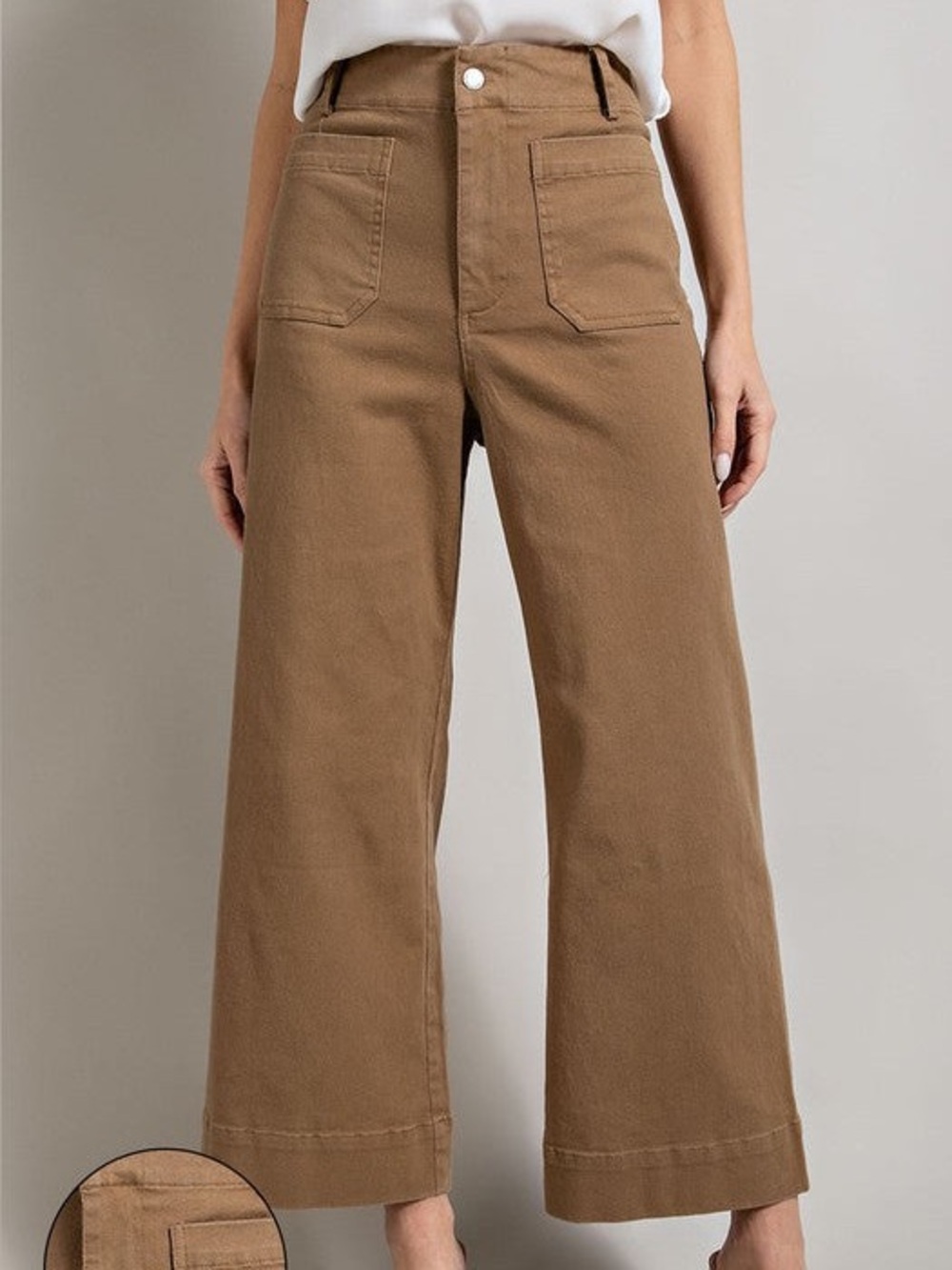 ee:some | Soft Wash Wide Leg High Rise Pant Brown